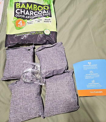 #ad Charcoal Bags Odor Absorber Large 4 Pack 200g each Nature Fresh Bamboo NEW $17.98