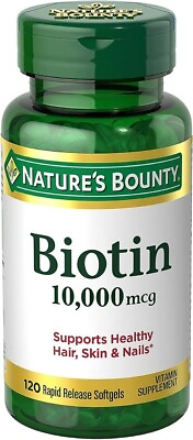 Nature#x27;s Bounty Biotin Supports Healthy Hair Skin and Nails 10000 Mcg 120 Ct $9.50