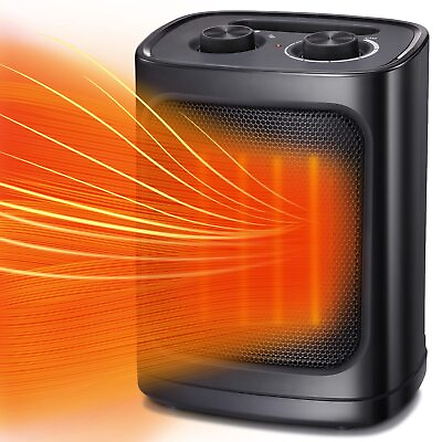 Portable Electric Ceramic Space Heater Fan Adjustable Thermostat 1500W for Room $25.99
