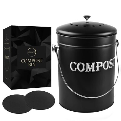 #ad #ad 1.3 Gal Stainless Steel Compost Bin for Countertop Kitchen Compost Bucket w Lid $40.40