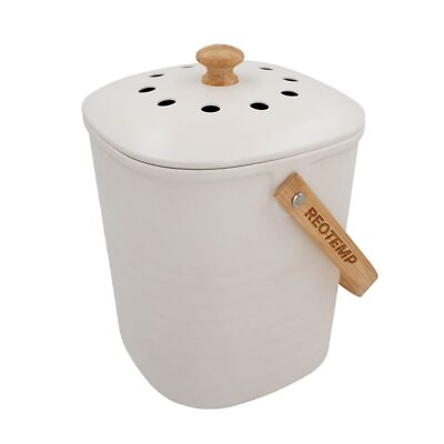 #ad Bamboo Fiber Kitchen Compost Bin White 3 Liter $38.04