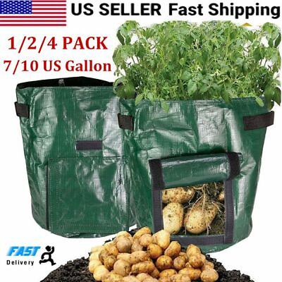 #ad 7 Gallon Potato Grow Bags Fabric Pot Garden Vegetable Planter Planting Container $7.26
