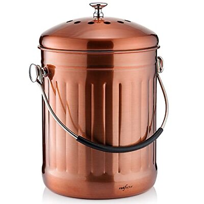 #ad COMPOST BIN Stainless Steel Food Waste Bucket with Dual Filter Copper RED FACTOR $57.31