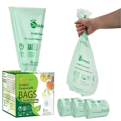OrangeBio 100% Compostable Trash Bags 3 Gallon 100 Count Extra Thick 0.71 Mil $15.93