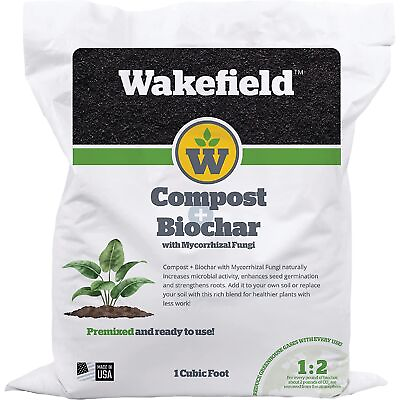 #ad Wakefield Compost Biochar with Mycorrhizal Fungi Organic Compost Mix 1CF $32.33