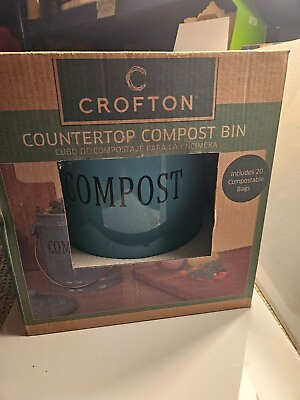 #ad Crofton Ceramic Countertop Compost Bin with Handle New In Box $23.99
