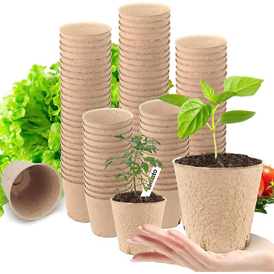 100Pcs 2.36quot; Peat Pots Biodegradable Plant Paper Pulp Pot Seed Starters Starting $12.99