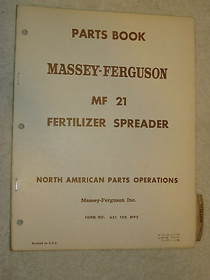 ORIGINAL MASSEY FERGUSON MF 21 FERTILIZER SPREADER PARTS BOOK MANUAL $20.00