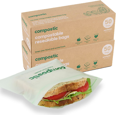 #ad Compostic Home Compostable Resealable Sandwich Bags Eco Friendly Reusable Ze $31.55