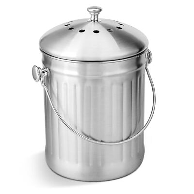 #ad #ad Compost Bin 1.3 Gallon Stainless Steel Indoor Compost Bucket for Silver $46.86