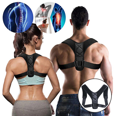 #ad Back Posture Corrector Pain Relief Shoulder Straight Support Brace Belt Therapy $5.39