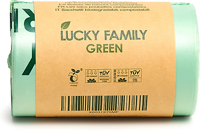#ad Lucky Family Green Compost Bags for Kitchen Countertop Bin 1.3 Gallon Trash Bag $18.99
