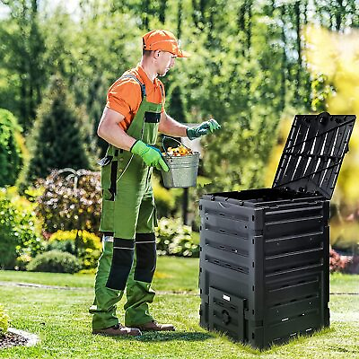 #ad #ad 120 Gallon Outdoor Compost Bin Compost Barrel Black Lightweight Garden TAUS $73.93