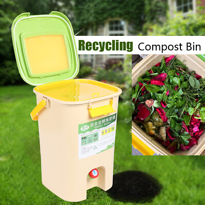21L Kitchen Food Waste Bokashi Bucket Recycle Composter Garden Compost Bin HDPE $45.60