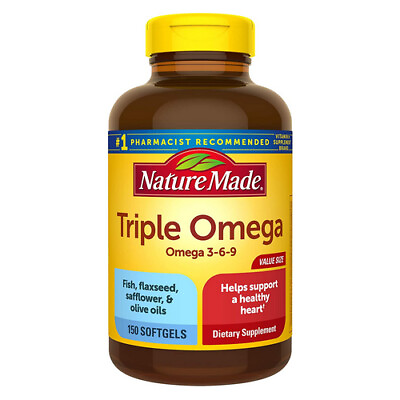 #ad Triple Omega 3 6 9 150 Liquid Softgels By Nature Made $38.47