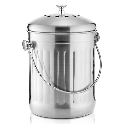 #ad #ad ENLOY Compost Bin 1.3 Gallon Stainless Steel Indoor Compost Bucket for Kitch... $43.99