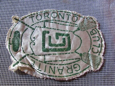 #ad Toronto Curling Granite Club Silk on Cloth Cross Brooms Rock Ontario Canada Vtg C $20.00
