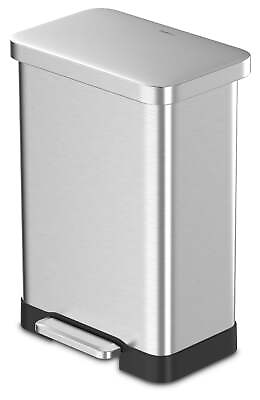#ad 20 Gallon Stainless Steel Step on Kitchen Trash Garbage Can Waste Kitchen Bin $83.98