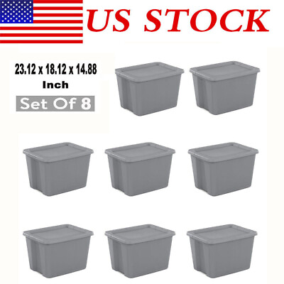 8 SETS Sterilite 18 Gallon Plastic Household Storage Containers Tote Box Garage $49.99