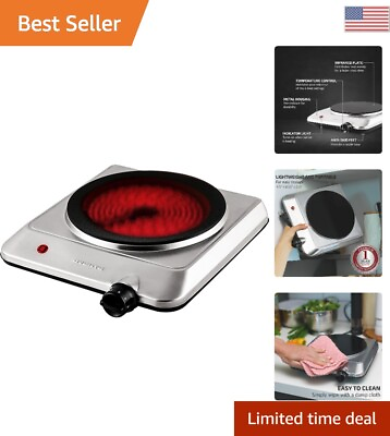 Compact Countertop Stove Adjustable Temperature Easy to Clean Silver $44.99