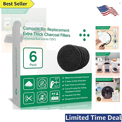 #ad Universal Size Compost Bin Filters Long Lasting Activated Charcoal Set of 6 $43.99