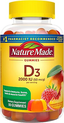 #ad Nature Made Vitamin D3 2000 IU 50mcg Bone Teeth Muscle Immune Support 90 Gummies $30.00