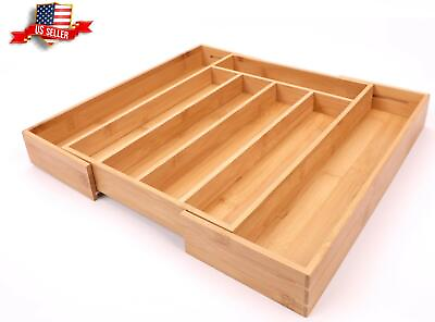 Natural Bamboo Expandable Cutlery Tray Drawer Organizer Kitchen Utensil Flatware $20.00
