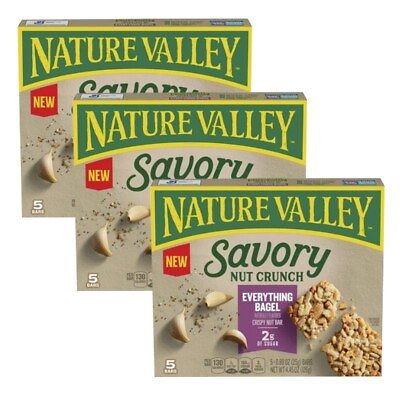 #ad Nature Valley Savory Nut Crunch Bars Everything Bagel 5 Bars 4.45 OZ 3 Pack $16.75