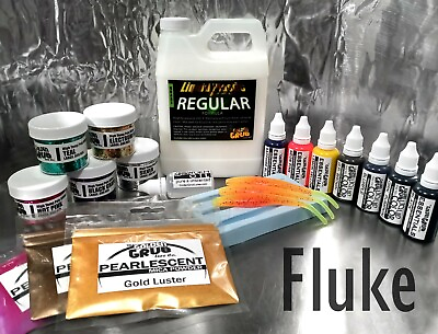 #ad Liquid Plastic SUPER STARTER SET Fluke Mold plastisol fishing lure making kit $119.95