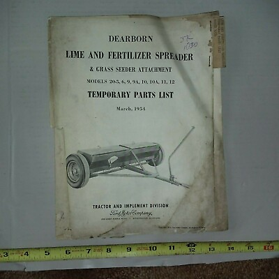 Ford Dearborn Lime amp; Fertilizer Spreader Parts List 1954 Used $11.31