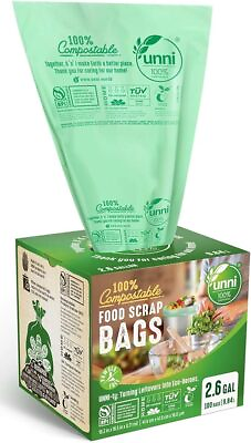 #ad 100% Compostable Bags 2.6 Gallon 100 Ct Extra Thick Compost Home Certified $18.97