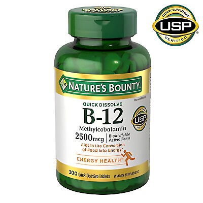 #ad Nature#x27;s Bounty Vitamin B 12 2500 mcg 300ct Quick Dissolve Tablets Exp:05 2026 $25.95