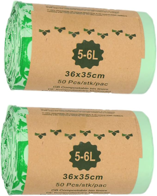 #ad 100% Compost Bags for Kitchen Countertop Compost Bin 1 1.2 1.3 1.5 Gallon $18.71