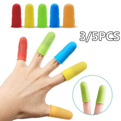 3 5pcs Silicone Finger Protector Sleeve Cover Anti cut Heat Resistant Kitchen $5.78