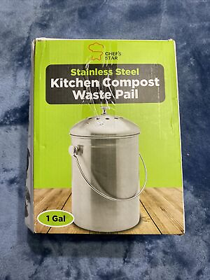 Chefs stainless steel kitchen compost waste pail 1 gallon $35.00