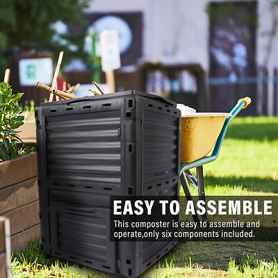#ad #ad 80 Gallon Garden Compost Bin Kitchen Food Waste Composter Bin Black Outdoor $68.25