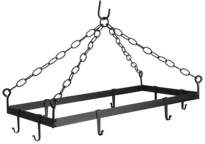 #ad #ad HANGING POT amp; PAN RACK Wrought Iron Kitchen Holder with 8 Scroll Hooks AMISH USA $109.97