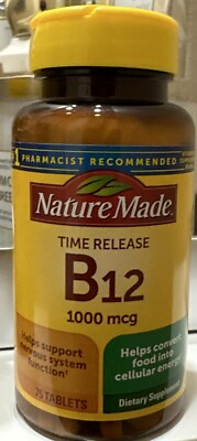 #ad Nature Made Time Release B12 1000 mcg 75 Tabs Exp 3 2025 $10.74