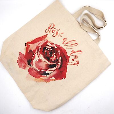 #ad #ad Eco Bags Handbag Women Cream Canvas Rose All Day Shopper Market Shoulder Bag $8.21