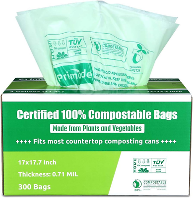 #ad 100% Compostable Bags by 3 Gallon Food Scraps Yard Waste Bags 300 Count Extr $46.92