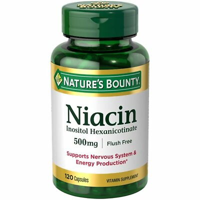#ad Nature#x27;s Bounty Niacin 500mg Flush Free Capsules 120 Count $41.53
