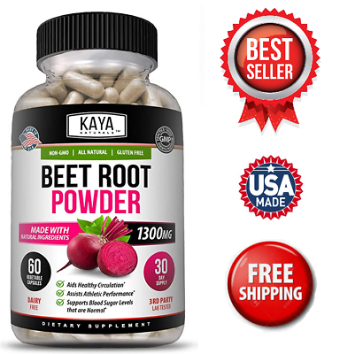 Organic Beet Root Powder Capsule 1300mg per serving Aids in Healthy Circulation $10.21