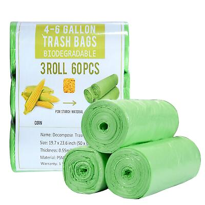 #ad Jaoul Small Trash Bags Biodegradable Compost 4 6 Gallon Green $11.44