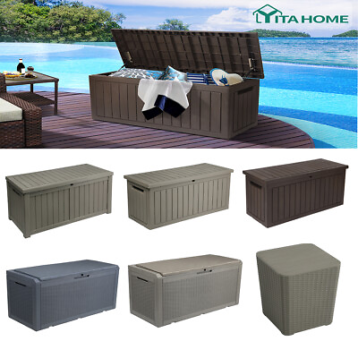 Outdoor Large Resin Deck Box Storage for Cushion Patio Storage Furniture Lockabl $129.77