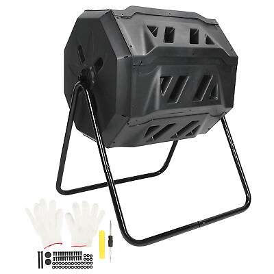 #ad 43 Gallon Dual Outdoor Compost Bin Outdoor Tumbling Composter Chamber US $74.99