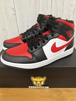 Nike Air Jordan 1 Mid White Black Red Bred Toe Men 554724 079 GS 554725 079 $110.00