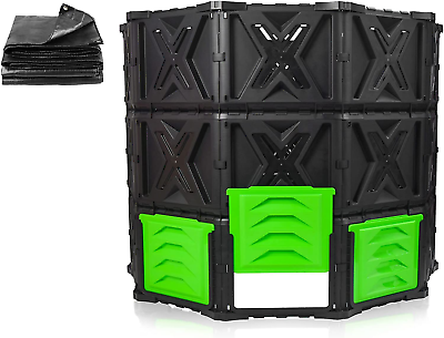 #ad #ad XL Large Compost Bin Outdoor 540L 143 Gallon Easy Assembly No Screws Bpa Free $144.11