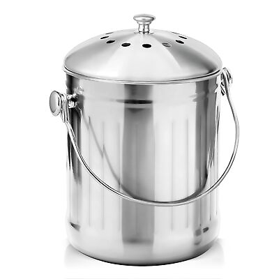 #ad #ad ENLOY Compost Bin 1.3 Gallon Stainless Steel Indoor Compost Bucket for Kitch... $45.87