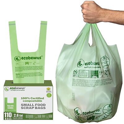 #ad 2.6 Gallon 100% Compostable Bags Handle Tie 110 Bags Small Compostable Tras... $21.99