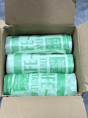 #ad EcoSafe 6400 Compostable Compost Bags 39 Gallon 33”x48” Green 90 Box HB3348 85 $69.99